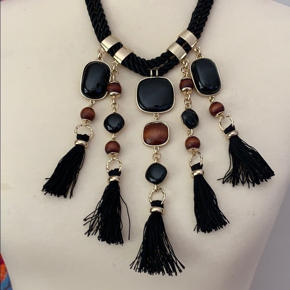 CHICOS necklace in black brown gold design - Picture 2 of 3